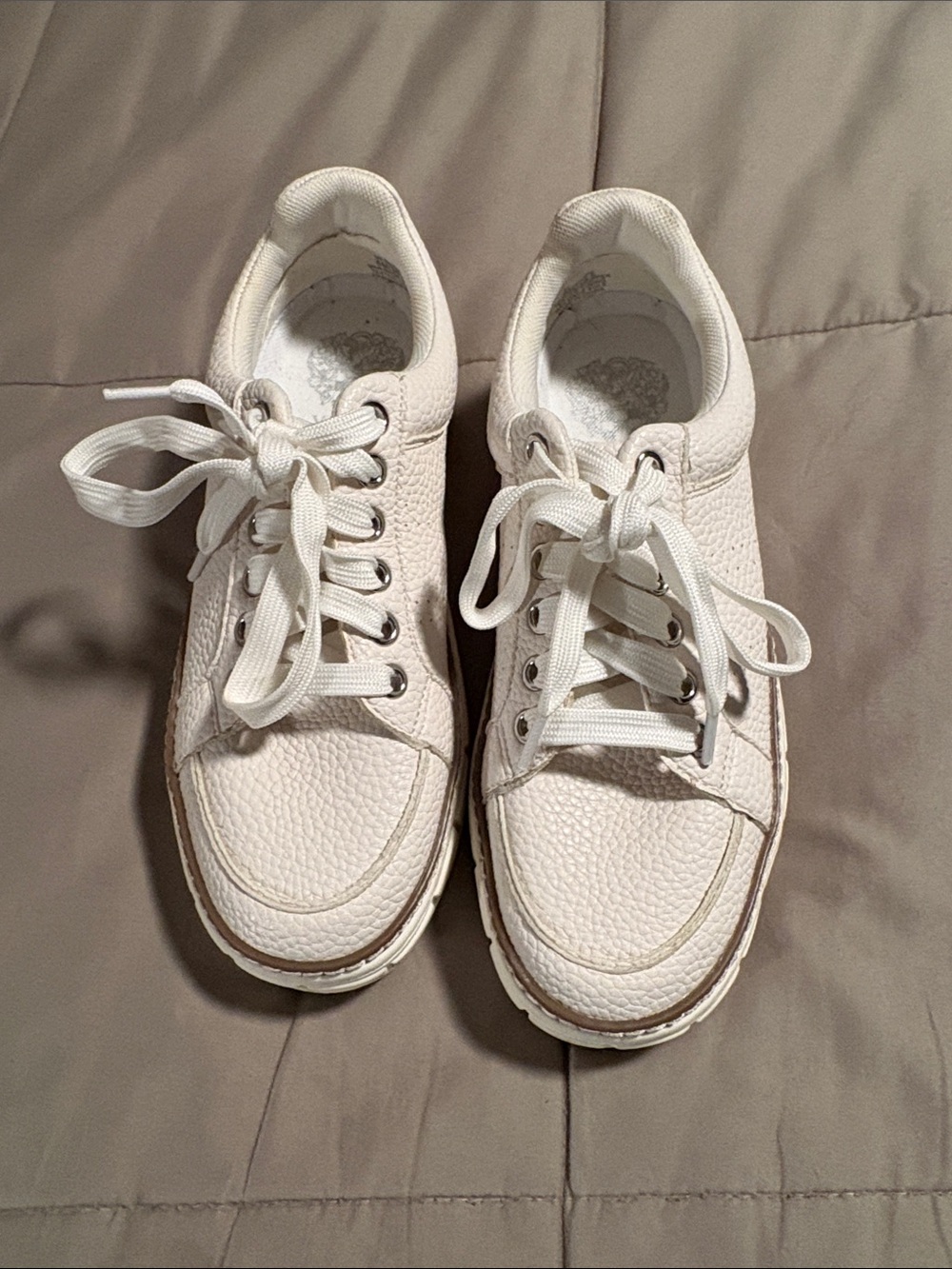 Vince Camuto Women's White Leather Lace-Up Sneakers